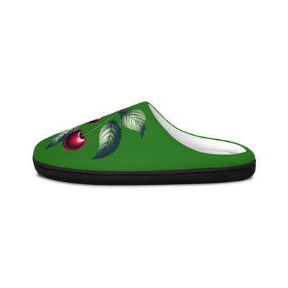 Women'sSlippers FestiveGreen Cherry-Designed Cozy Indoor Footwear Christmas-like Tree Green Cherry Lovers Gift Fruit Slippers