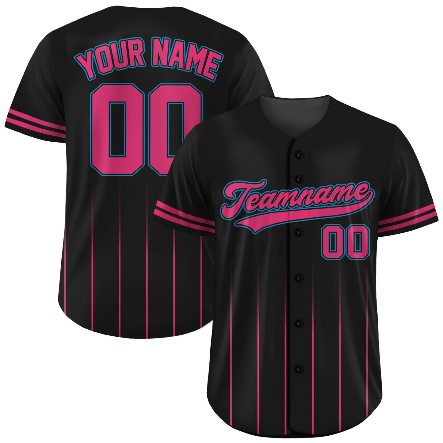 Custom Baseball Jersey with Team Name Number, Jersey Shirt for Men Women Youth Kid, Gifts for Baseball Fans Gradient Pinstripe Black Pink
