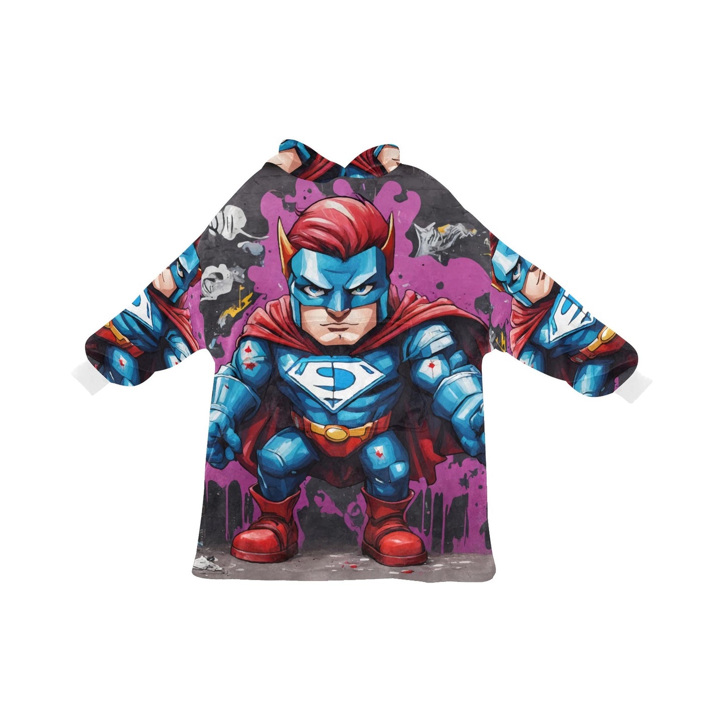 Kids Blanket Hoodie Superhero Hero Comics
