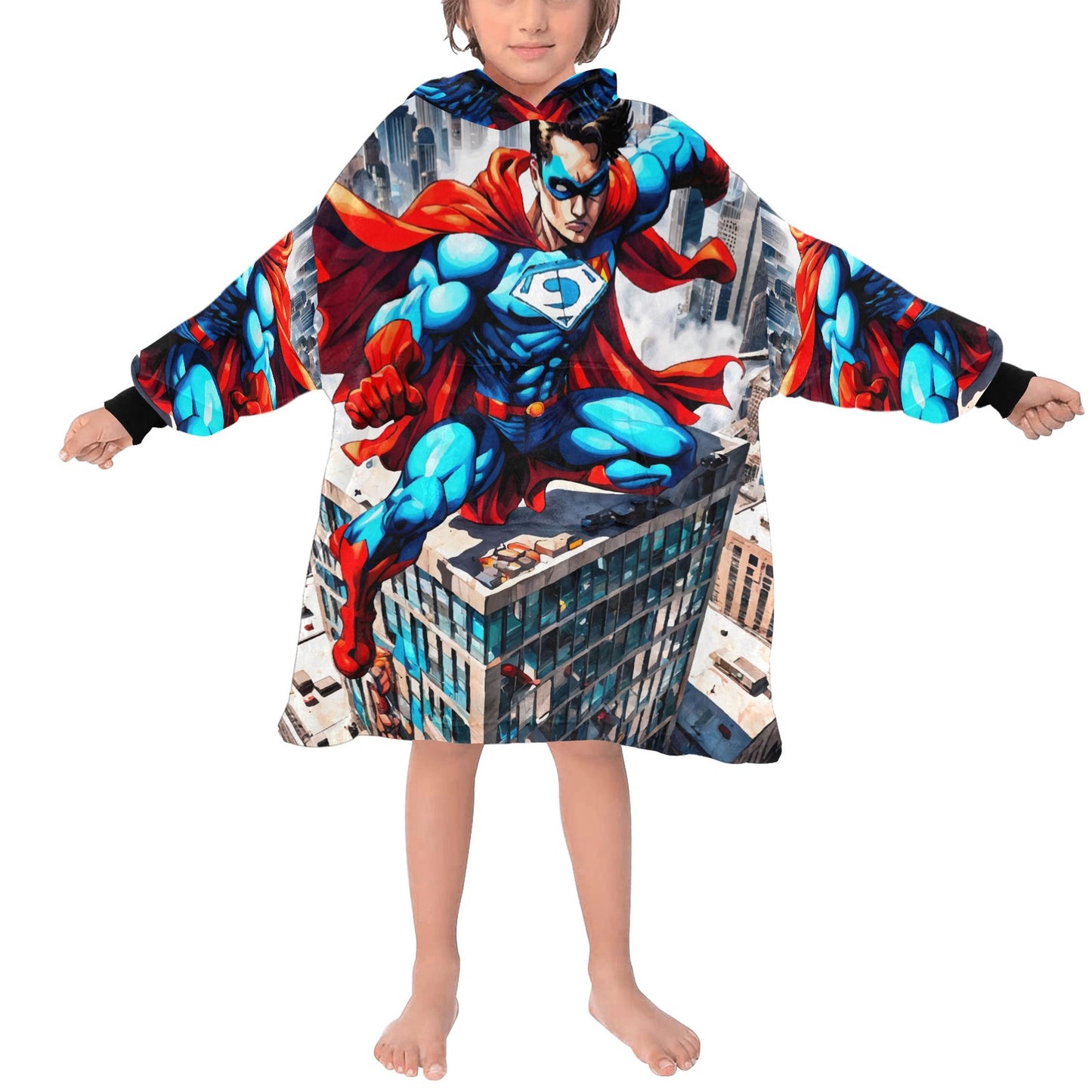 Kids Blanket Hoodie Superhero Hero Comics Cartoon Art