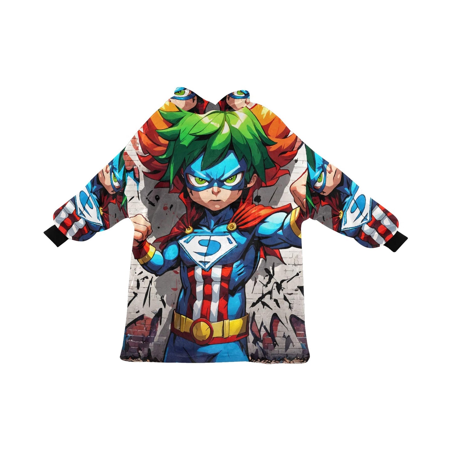 Kids Blanket Hoodie Hero Comics Cartoon Art Retro Superhero
