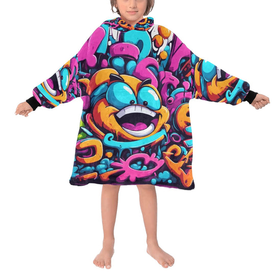 Kids Blanket Hoodie Cartoon Comics Art Graffiti Emoji