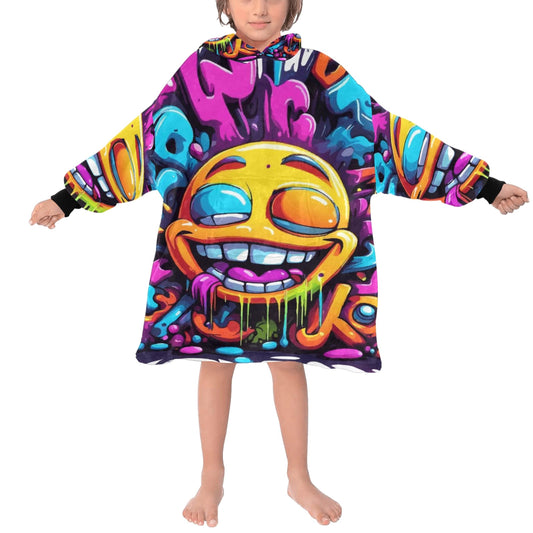 Kids Blanket Hoodie Comics Art Graffiti Emoji Cartoon