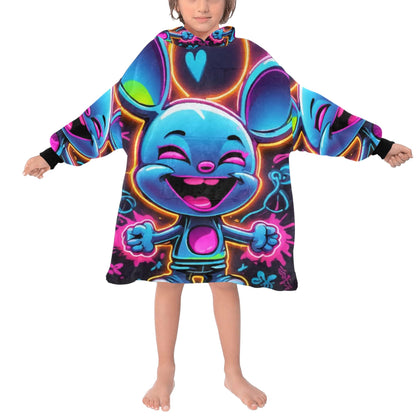 Kids Blanket Hoodie  Art Graffiti Emoji Cartoon Comics Neon