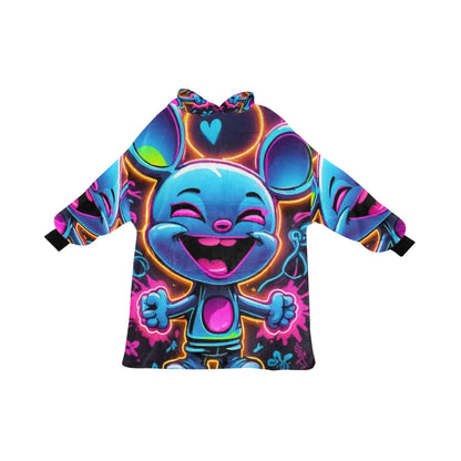 Kids Blanket Hoodie  Art Graffiti Emoji Cartoon Comics Neon