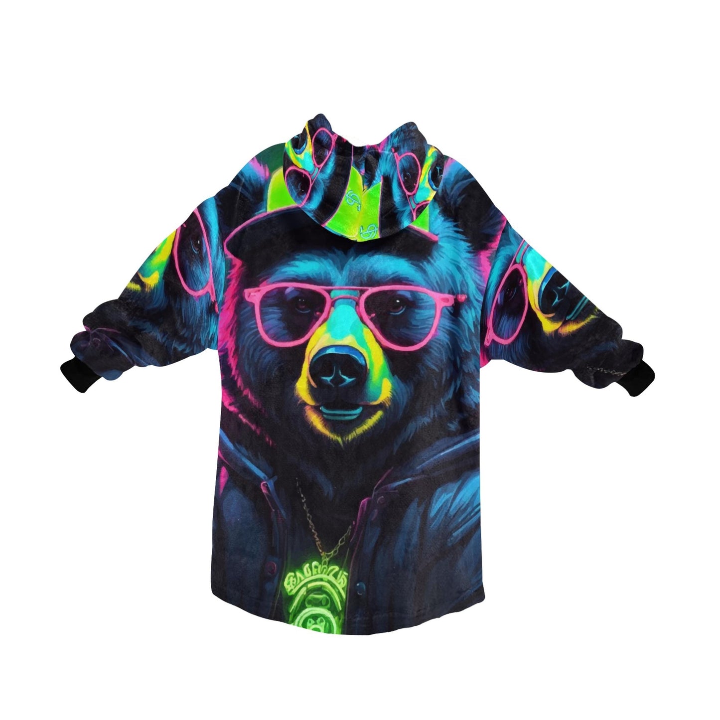 Kids Blanket Hoodie Gangsta Bear