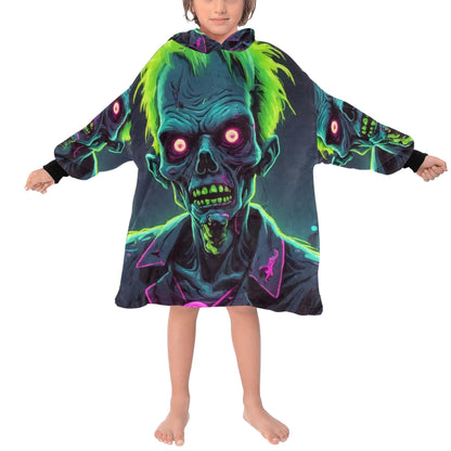 Kids Blanket Hoodie Halloween Horror Zombie