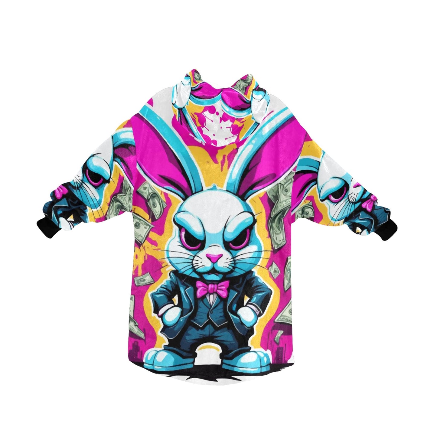 Kids Blanket Hoodie Gangster Bunny Cartoon Gangster