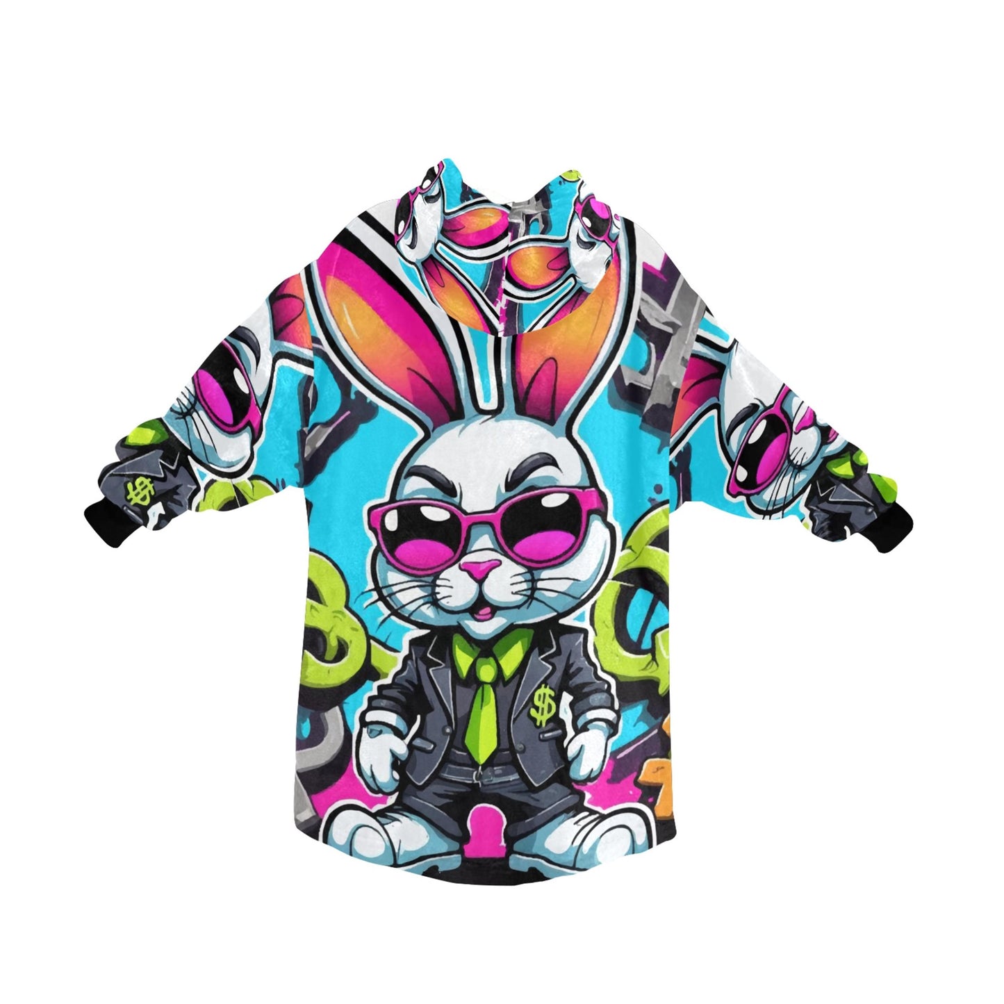 Kids Blanket Hoodie Gangster Bunny Cartoon Gangster Comics