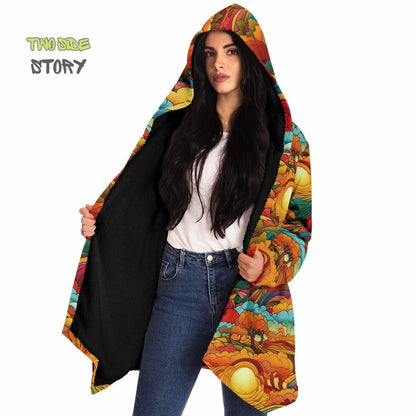 Vivid Colors Micro-fleece Psychedelic Forest Hooded Cloak, Festival Rave Party Wear, EDM Festival Cape, Psychedelic Cape, Men's Rave Cape