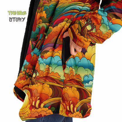 Vivid Colors Micro-fleece Psychedelic Forest Hooded Cloak, Festival Rave Party Wear, EDM Festival Cape, Psychedelic Cape, Men's Rave Cape