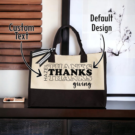 Thanksgiving Tote, Custom Name Tote Bag, Personalized Thankful Canvas Tote Bag, Gift For Women, Thanksgiving Gift Idea, Gift For Her