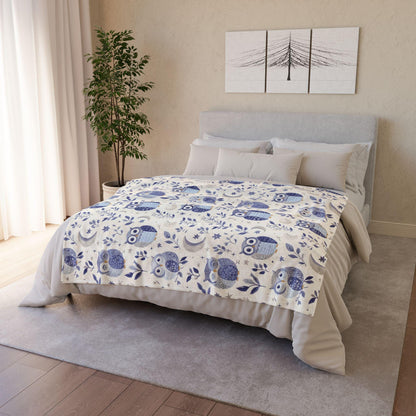 Celestial Owl Blanket Cute Pastel Moon and Stars Fleece Throw Blanket Floral Mystical Owl Lovers Christmas Gift Ideas for Family Friends