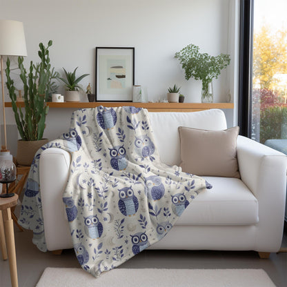 Celestial Owl Blanket Cute Pastel Moon and Stars Fleece Throw Blanket Floral Mystical Owl Lovers Christmas Gift Ideas for Family Friends