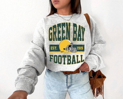 Vintage Green Bay Football Sweatshirt, Green Bay Shirt Retro Style 90s Unisex Crewneck, Graphic Tee Gift For Football Fan Sport.