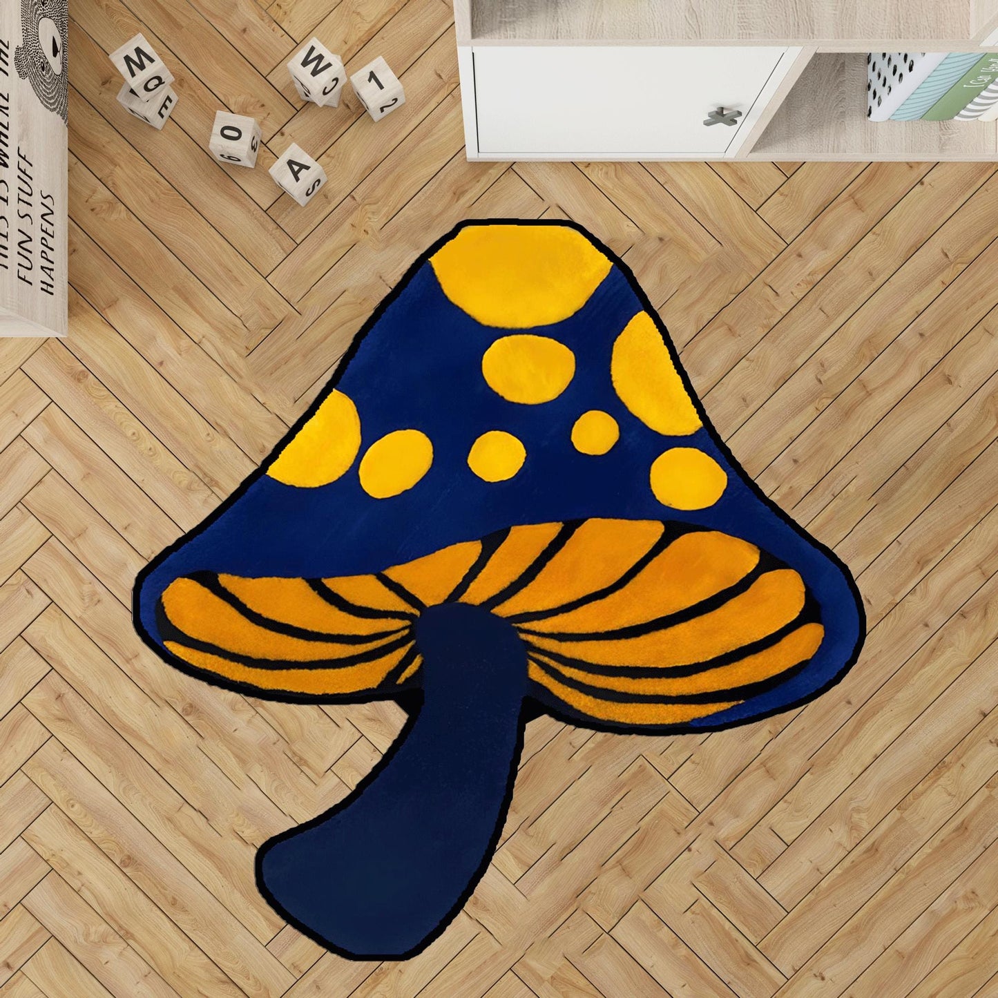 blue and black mushroom,rainbow mushroom rug,pınk mushroom rug,Yellow Navy Blue Mushroom,mushroom colorful,red mushroom rug,blue mushroom