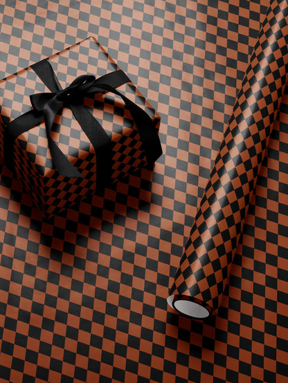 Halloween Wrapping Paper Fall Gift Wrap Orange and Black Paper Harlequin Design October Birthday Gift Wrap Roll Autumn Wrapping Paper Print