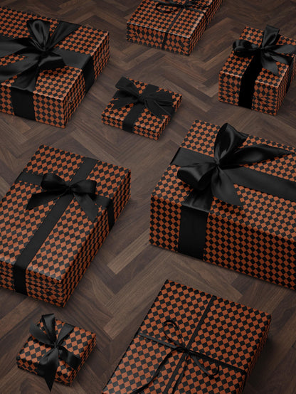 Halloween Wrapping Paper Fall Gift Wrap Orange and Black Paper Harlequin Design October Birthday Gift Wrap Roll Autumn Wrapping Paper Print