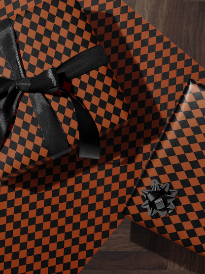 Halloween Wrapping Paper Fall Gift Wrap Orange and Black Paper Harlequin Design October Birthday Gift Wrap Roll Autumn Wrapping Paper Print