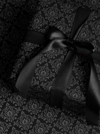 Gothic Gift Wrap Black Wrapping Paper Damask Decor Dark Moody Wrapping Paper Xmas Gift Wrap Paper Elegant Halloween Gift Christmas Party