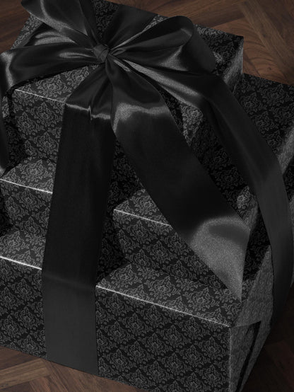 Gothic Gift Wrap Black Wrapping Paper Damask Decor Dark Moody Wrapping Paper Xmas Gift Wrap Paper Elegant Halloween Gift Christmas Party