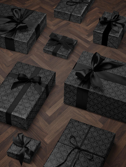 Gothic Gift Wrap Black Wrapping Paper Damask Decor Dark Moody Wrapping Paper Xmas Gift Wrap Paper Elegant Halloween Gift Christmas Party