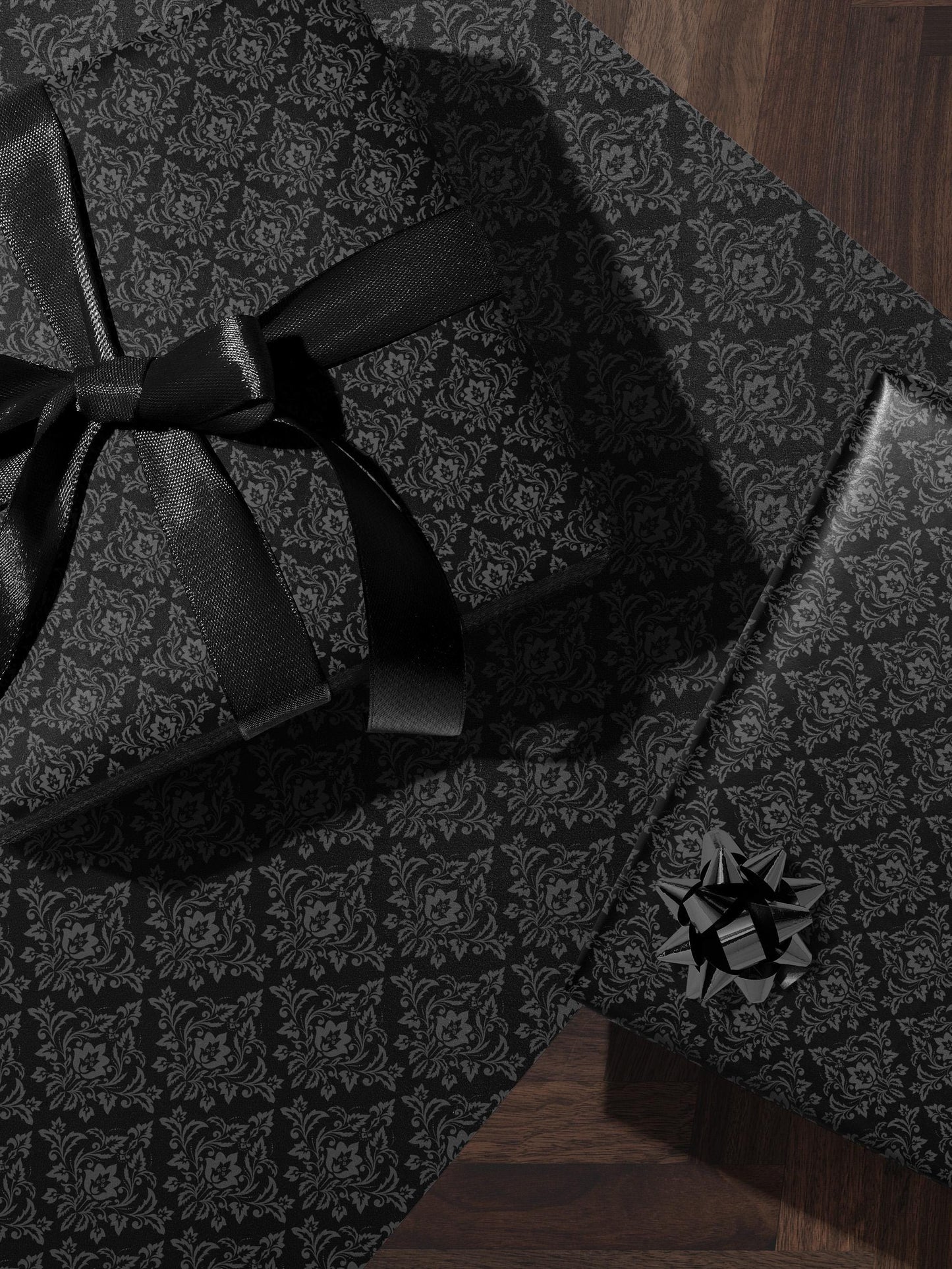 Gothic Gift Wrap Black Wrapping Paper Damask Decor Dark Moody Wrapping Paper Xmas Gift Wrap Paper Elegant Halloween Gift Christmas Party