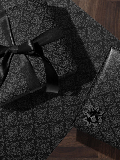 Gothic Gift Wrap Black Wrapping Paper Damask Decor Dark Moody Wrapping Paper Xmas Gift Wrap Paper Elegant Halloween Gift Christmas Party
