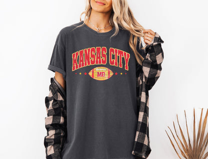 Kansas City Football Retro 90s Style Sweatshirt, Kansas City Football Shirt, Sunday Football Shirt, Kansas City Crewneck Tee, Game Day Shirt