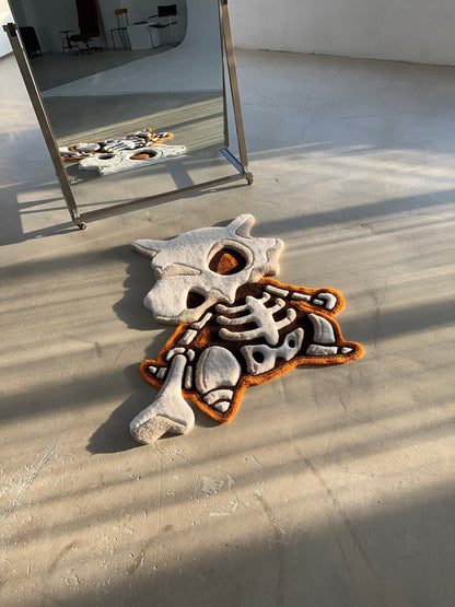 3D Skull Tufted Rug – Handmade Skeleton Rug Inspired by Pop Culture – Unique Home Decor & Gift for Gamers and Anime Fans