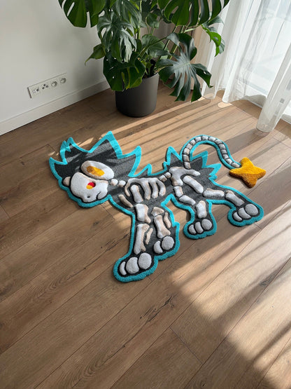 3D Skull Tufted Rug – Handmade Skeleton Rug Inspired by Pop Culture – Unique Home Decor & Gift for Gamers and Anime Fans