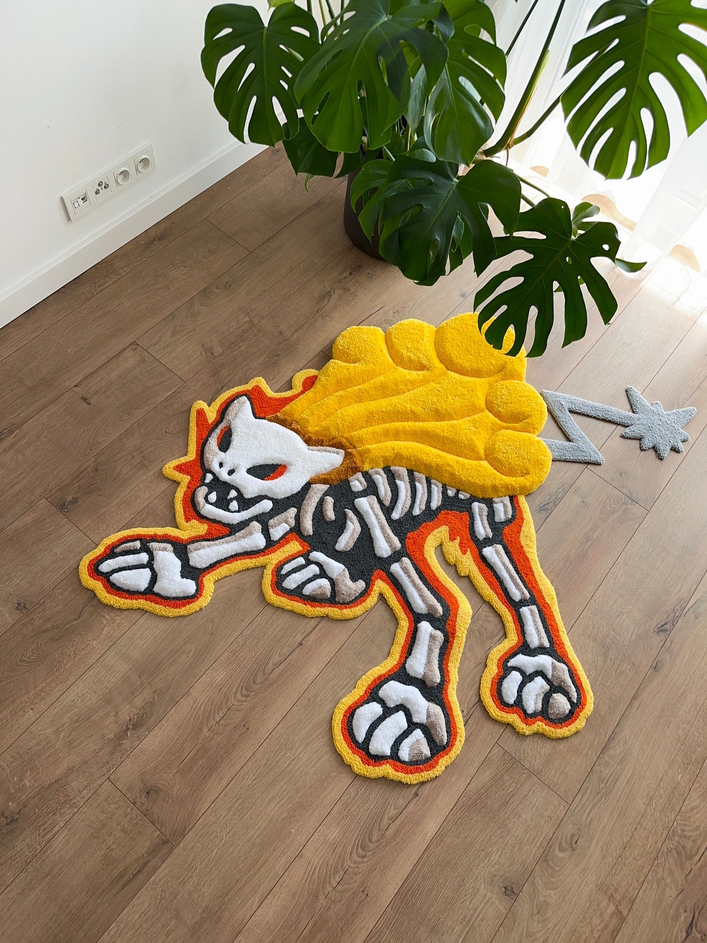 Skeleton tufted rug,3d skull rug, handmade tufted custom rug, living room decor rug, bedroom carpet, area carpet
