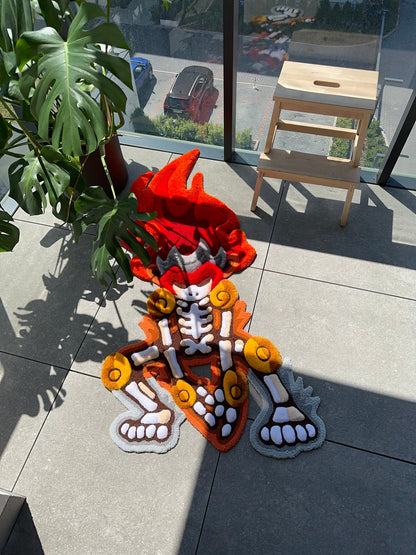 3D Skull Tufted Rug – Handmade Skeleton Rug Inspired by Pop Culture – Unique Home Decor & Gift for Gamers and Anime Fans