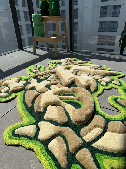 3D Skull Tufted Rug – Handmade Skeleton Rug Inspired by Pop Culture – Unique Home Decor & Gift for Gamers and Anime Fans