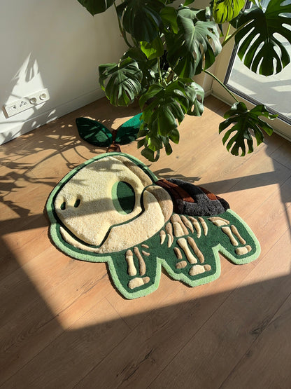 3D Skull Tufted Rug – Handmade Skeleton Rug Inspired by Pop Culture – Unique Home Decor & Gift for Gamers and Anime Fans