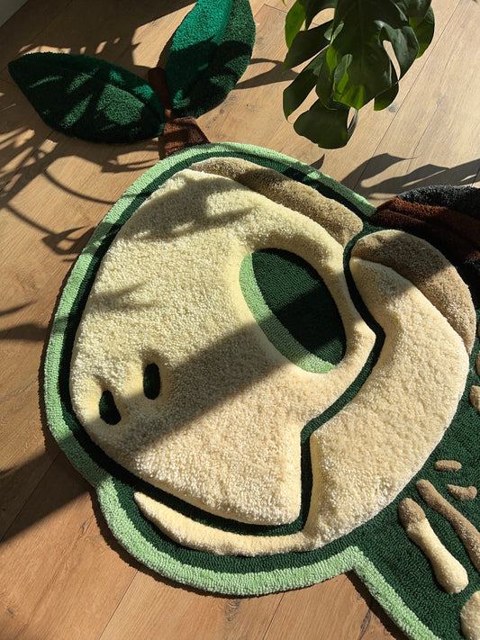 3D Skull Tufted Rug – Handmade Skeleton Rug Inspired by Pop Culture – Unique Home Decor & Gift for Gamers and Anime Fans