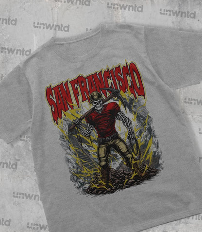 San Francisco Football Shirt - Graphic Tees - Skeleton Shirt - Merch Tee - Gift Shirt - Bootleg Shirt - Vintage - Skeleton Shirt