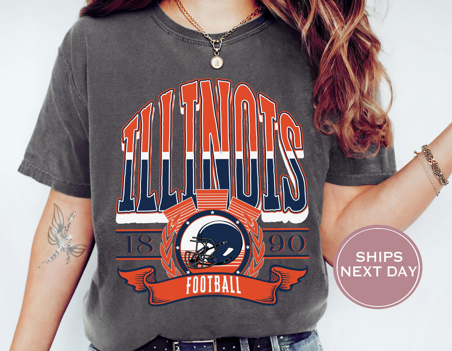 Retro Illinois Football Shirt, Vintage Illinois Football Shirt, Urbana-Champaign Women Shirt, College Football Shirt