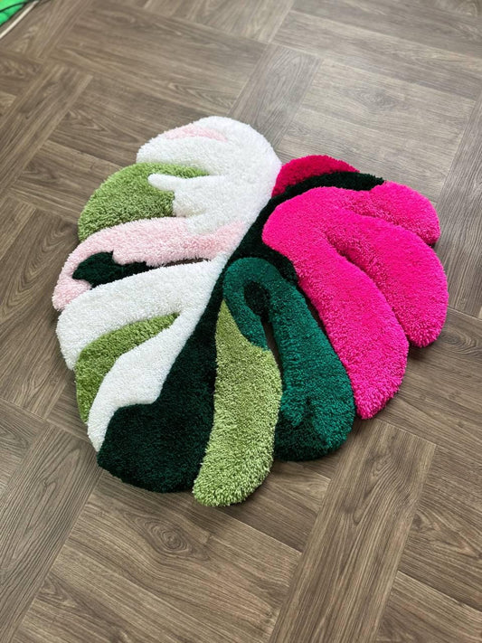 Tufted Fluffy Monstera rug.Custom rug.Flower rug.Rugs for bedroom aesthetic.Plant rug.decorative rug.Handmade rugs.Monstera albo rug.