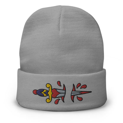 Dagger Traditional Tattoo Beanie, Tattoo Inspired Clothing, Embroidered Beanie, Knife Beanie, Old School Tattoo Hat, Tattoo Art Hats