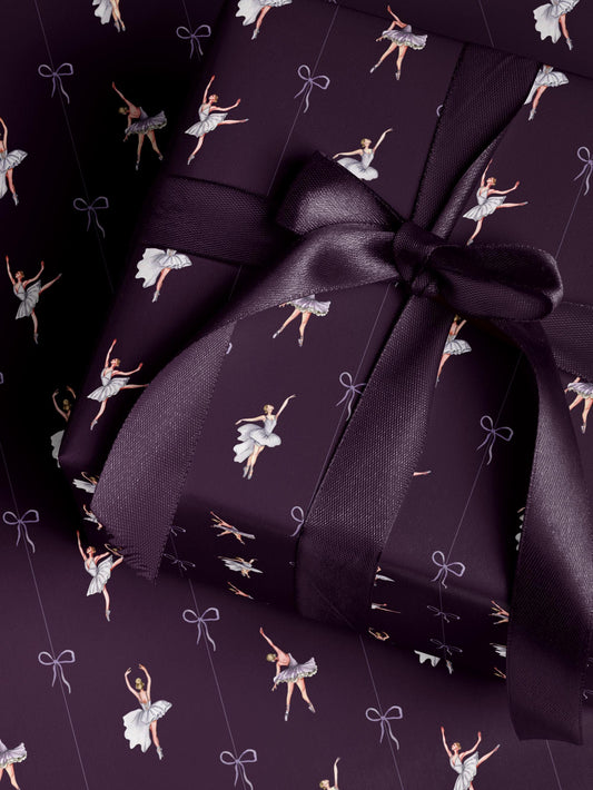 Ballerina Birthday Party Wrapping Paper Girl Gift Wrap Purple Wrapping Paper Ballet Gift Wrap for Holiday Wrapping Paper Children Gift Idea