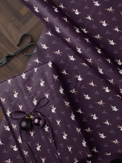 Ballerina Birthday Party Wrapping Paper Girl Gift Wrap Purple Wrapping Paper Ballet Gift Wrap for Holiday Wrapping Paper Children Gift Idea