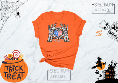 Halloween Skeleton Shirt, Skeleton Shirt, Halloween Party Shirts, Halloween Tshirts, I Love USA Shirt, I Love America Shirt, USA Shirt