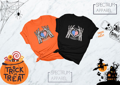 Halloween Skeleton Shirt, Skeleton Shirt, Halloween Party Shirts, Halloween Tshirts, I Love USA Shirt, I Love America Shirt, USA Shirt
