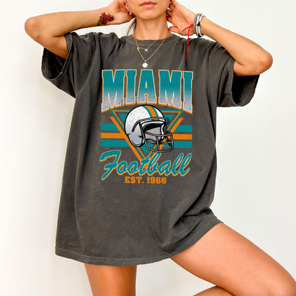 Miami Football Vintage Style Shirt, Game Day Tee, Sunday Miami Football Sweatshirt, Miami Football Fan Shirt, Miami Team Rugby Gift