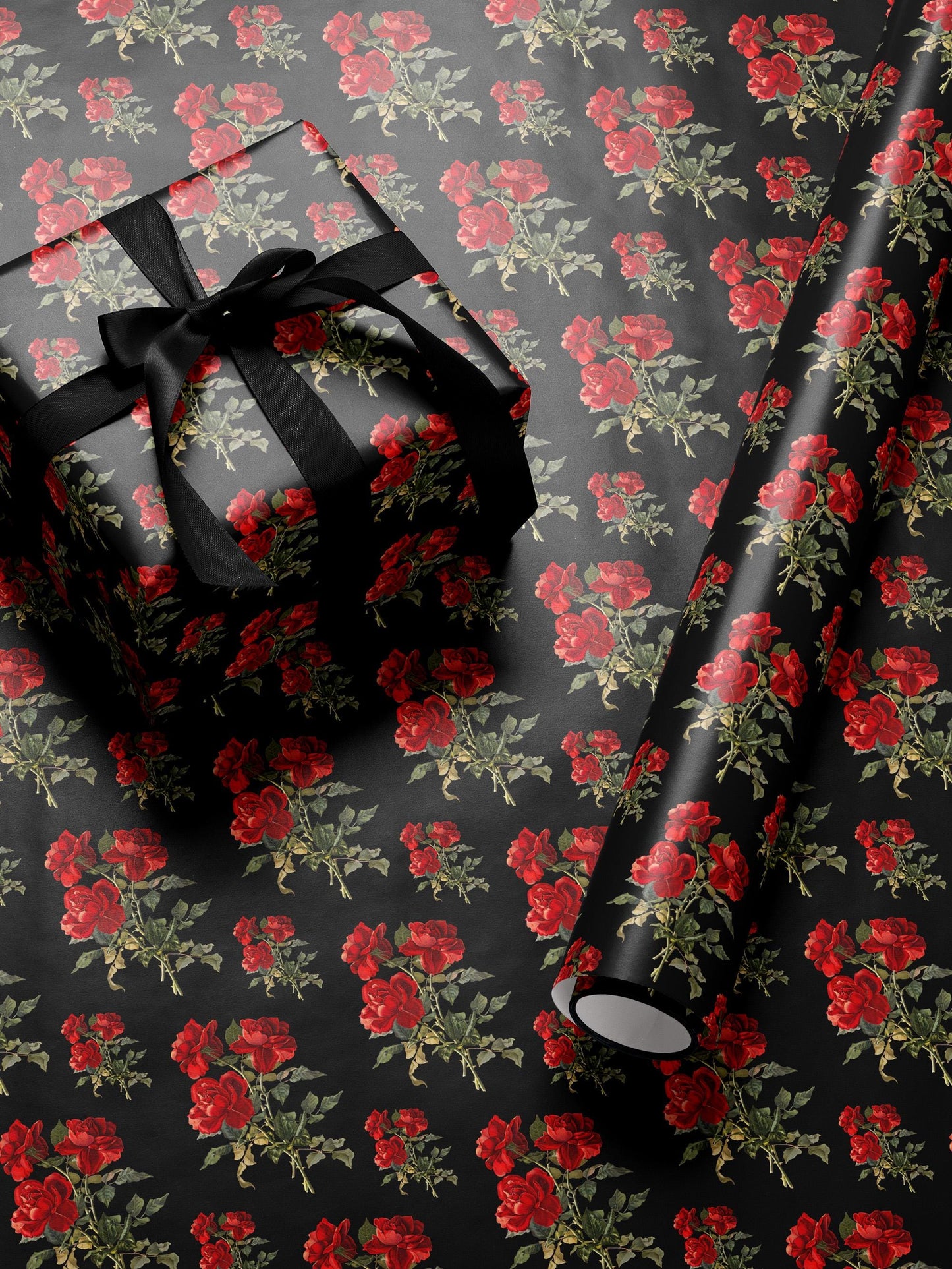 Rose Bouquet Wrapping Paper Red Floral Gift Wrap Luxury Wrapping Paper Romantic Gift for Her Elegant Gift Wrap Wedding Wrapping Paper Print