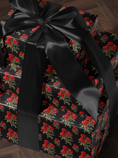 Rose Bouquet Wrapping Paper Red Floral Gift Wrap Luxury Wrapping Paper Romantic Gift for Her Elegant Gift Wrap Wedding Wrapping Paper Print