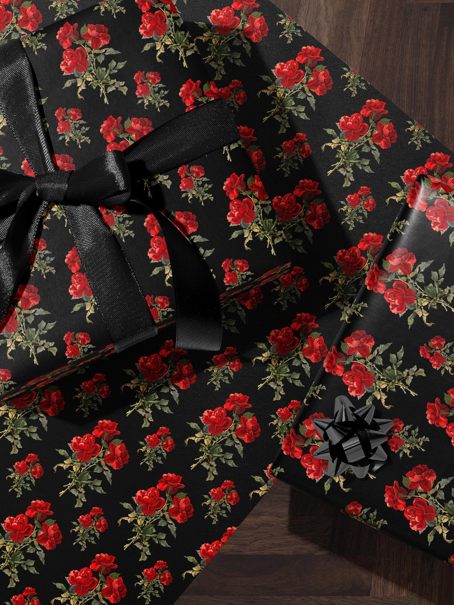 Rose Bouquet Wrapping Paper Red Floral Gift Wrap Luxury Wrapping Paper Romantic Gift for Her Elegant Gift Wrap Wedding Wrapping Paper Print
