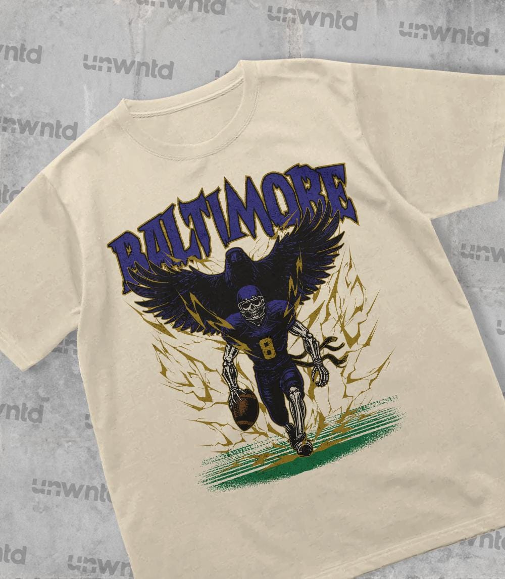 Baltimore Football Shirt - Graphic Tees - Skeleton Shirt - Merch Tee - Gift Shirt - Bootleg Shirt - Vintage - Skeleton Football Shirt