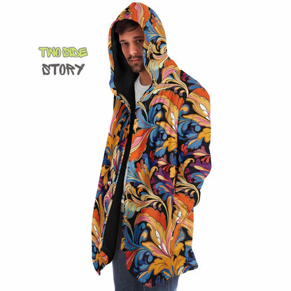 Micro-fleece Psychedelic Paisley Print Hooded Cloak,Festival Rave Party Wear EDM Festival Cape, Psychedelic Cape,Men's Rave Cape,Psy Clothes